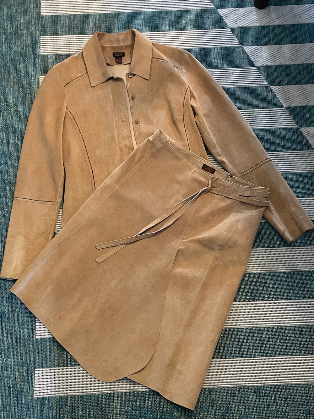Danier Tan Suede Jacket and Wrap Skirt Set